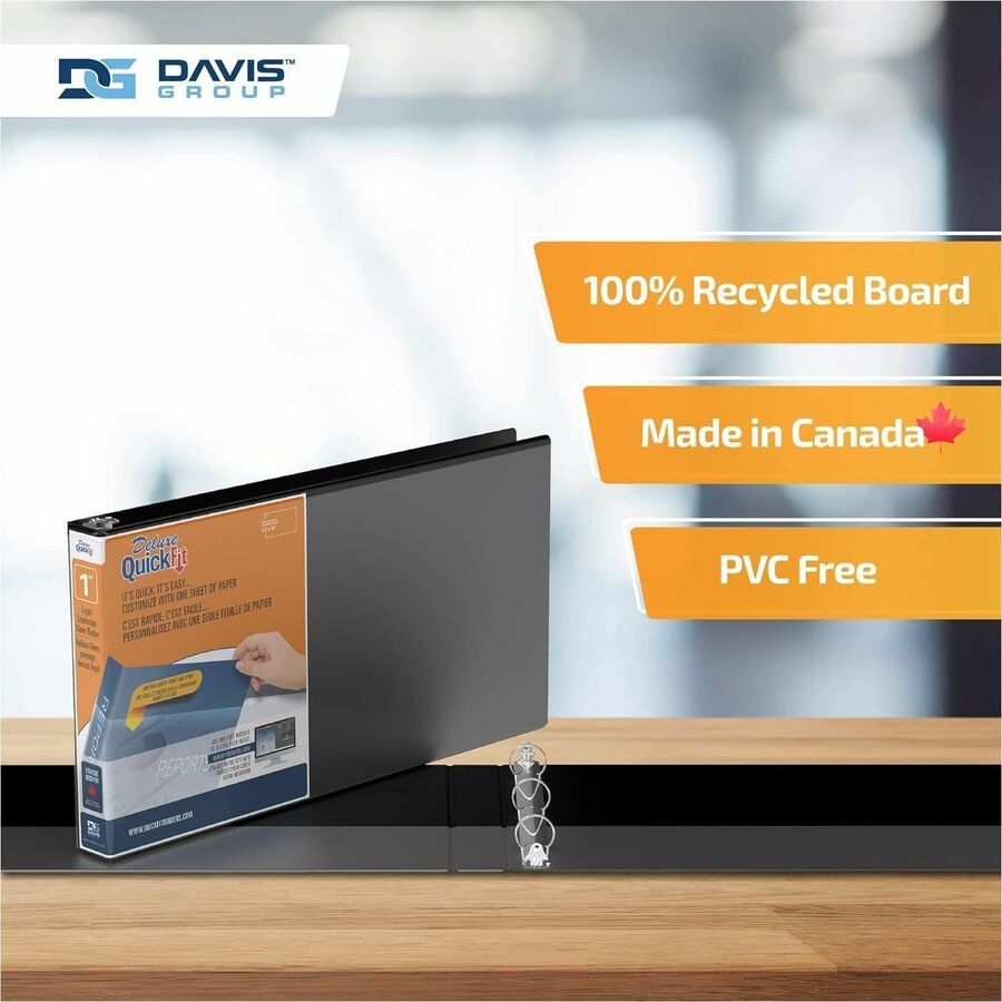 QuickFit Ring Binder - 1" Binder Capacity - Legal - 8 1/2" x 14" Sheet Size - 200 Sheet Capacity - 3 x 1" Ring(s) - Fastener(s): Round Ring - Pocket(s): 2, Internal - Horizontal Orientation - Polypropylene - Black - Recycled - Antimicrobial - 1 Each