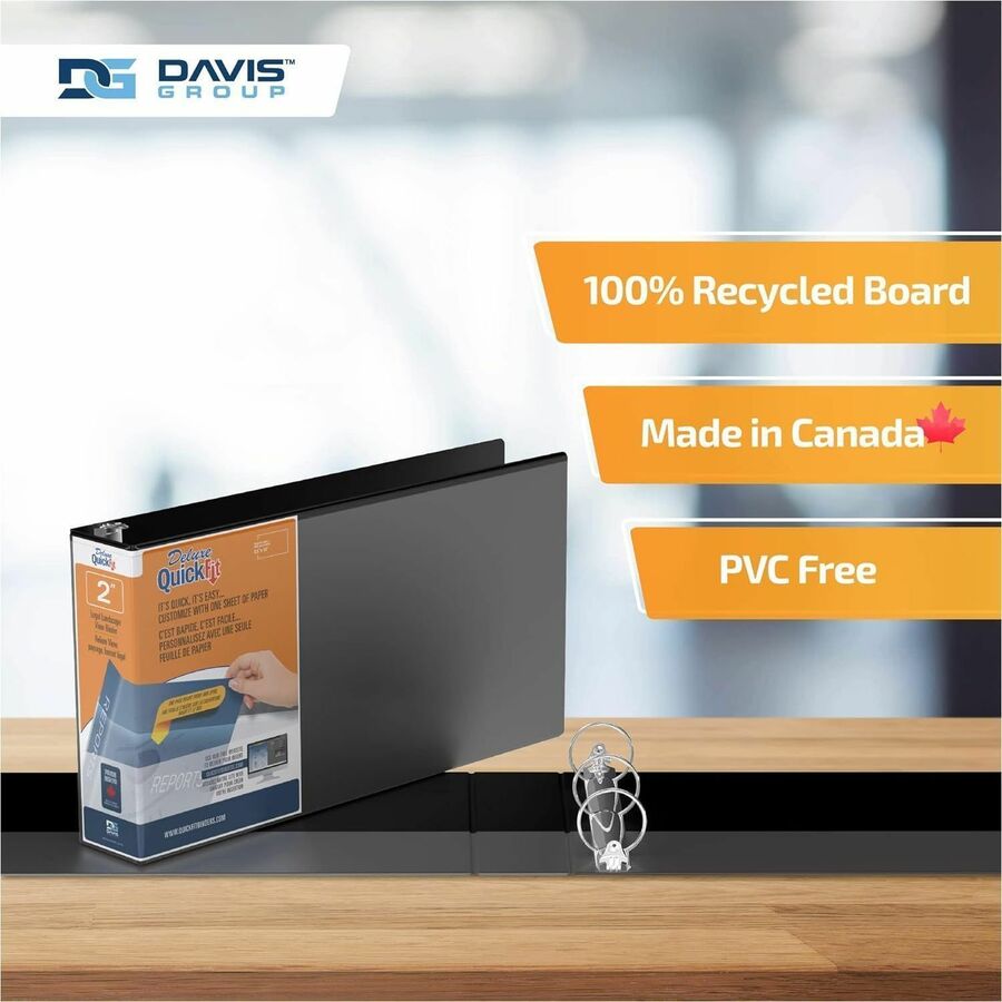 QuickFit Ring Binder - 2" Binder Capacity - Legal - 8 1/2" x 14" Sheet Size - 400 Sheet Capacity - 3 x 2" Ring(s) - Fastener(s): Round Ring - Pocket(s): 2, Internal - Polypropylene - Black - Recycled - Antimicrobial - 1 Each