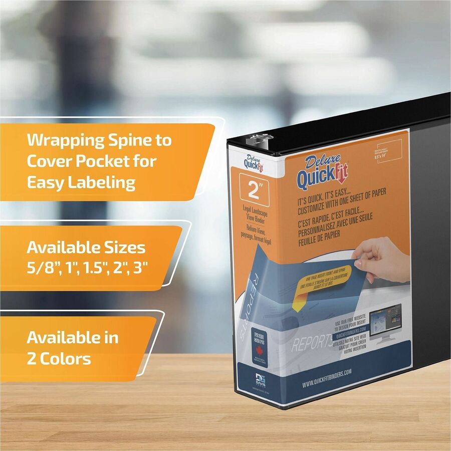 QuickFit Ring Binder - 2" Binder Capacity - Legal - 8 1/2" x 14" Sheet Size - 400 Sheet Capacity - 3 x 2" Ring(s) - Fastener(s): Round Ring - Pocket(s): 2, Internal - Polypropylene - Black - Recycled - Antimicrobial - 1 Each