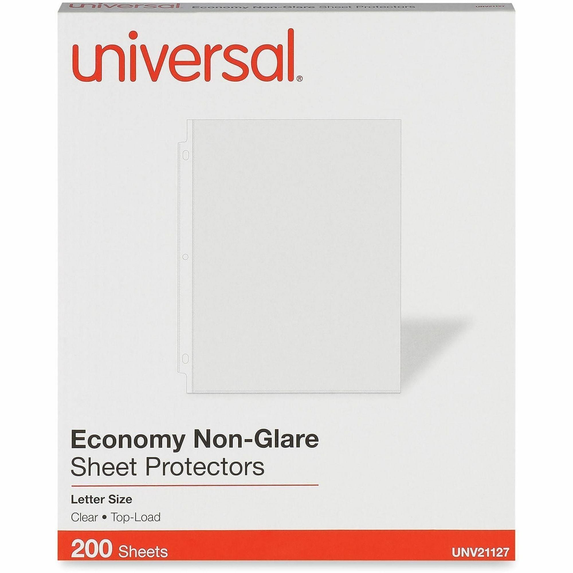 Universal Top-Load Poly Sheet Protector - 2 x Sheet Capacity - For Letter 8 1/2" x 11" Sheet - 3 x Holes - Ring Binder - Rectangular - Clear - Polypropylene - 200 / Box