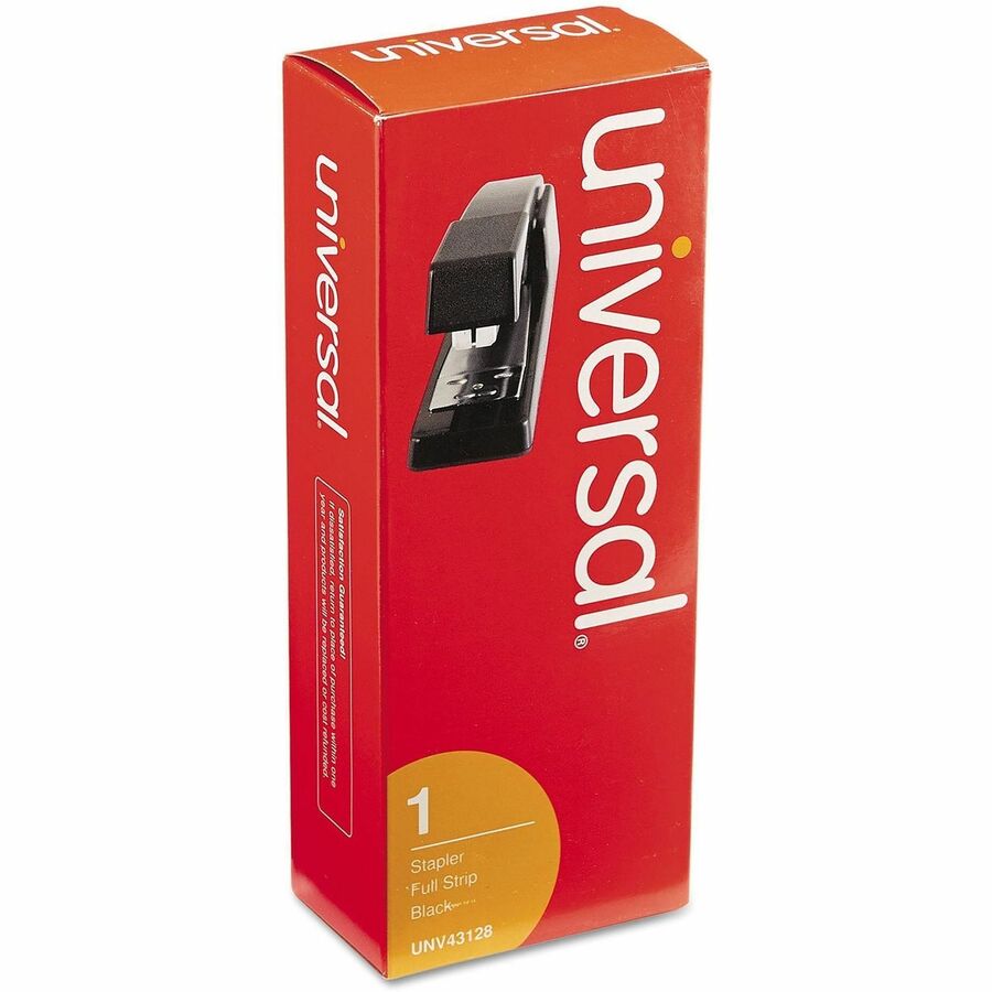 Universal Desktop Stapler - Staples Upto 20 Sheet - Holds Upto 210 Staple - Full Strip - Staple Size: 0.25" - 3.50" Throat Depth - 0.50" Crown Width - Top Loading - Black - Metal - 1 Each
