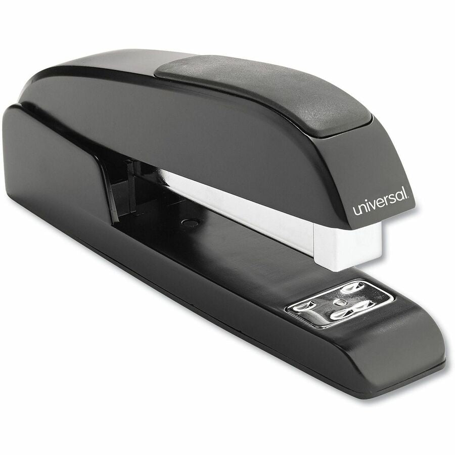 Universal Desktop Stapler - Staples Upto 20 Sheet - Holds Upto 210 Staple - Full Strip - Staple Size: 0.25" - 3.50" Throat Depth - 0.50" Crown Width - Top Loading - Black - Metal - 1 Each