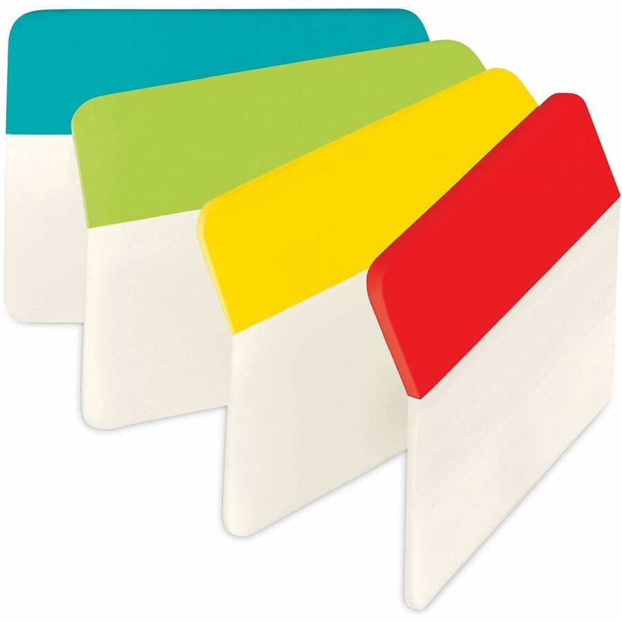 Post-it&reg; Solid Colors Angled Filing Tabs - Write-on Tab(s) - 2" Tab Height x 1.50" Tab Width - Assorted Tab(s) - Durable, Tear Resistant, Wear Resistant, Reusable - 24 / Pack
