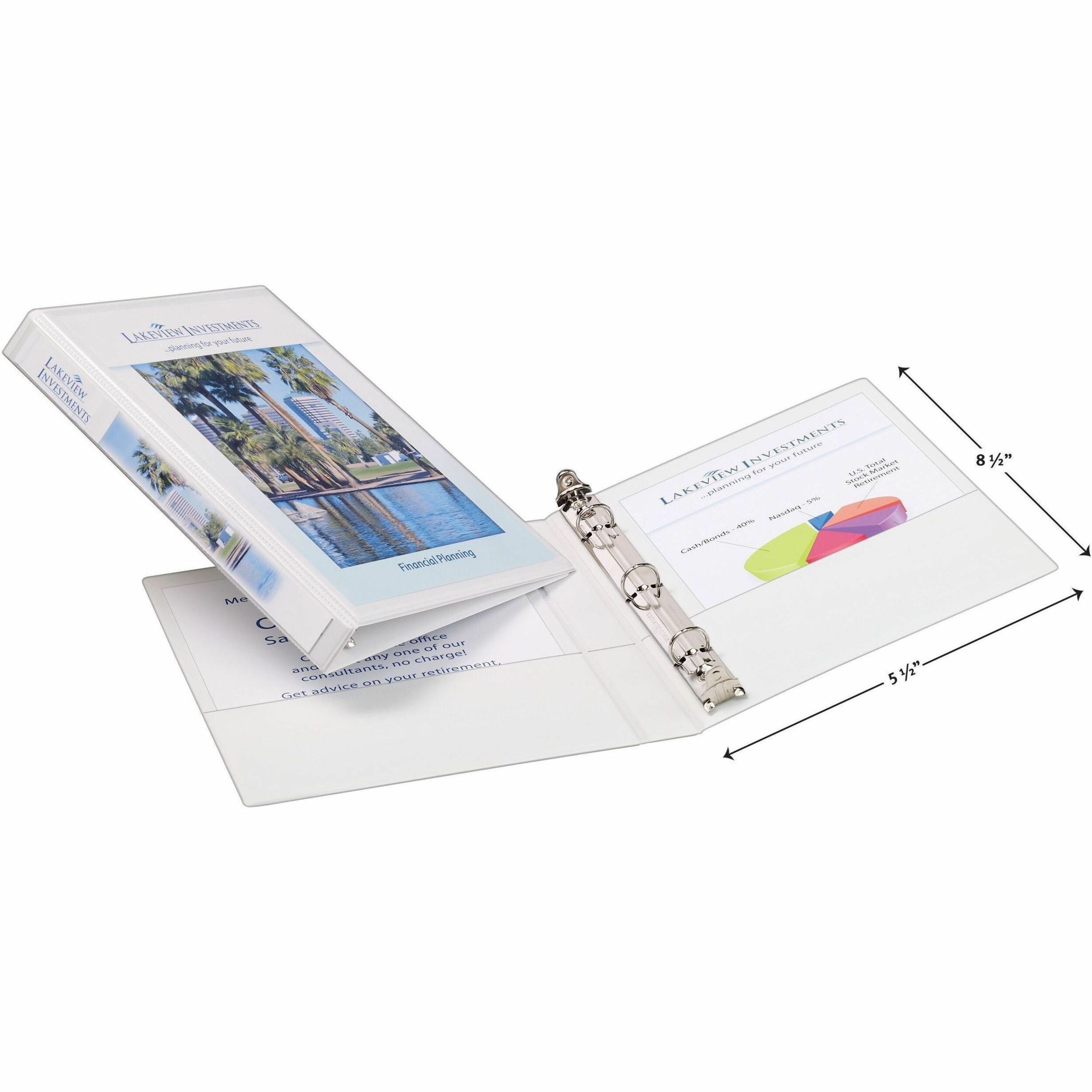 Avery Mini Durable View 3 Ring Binder, 0.5" Round Rings, White - Avery&reg; Mini Durable View 3 Ring Binder, 0.5" Round Rings, Holds 5.5" x 8.5" Paper, 1 White Binder (27726)