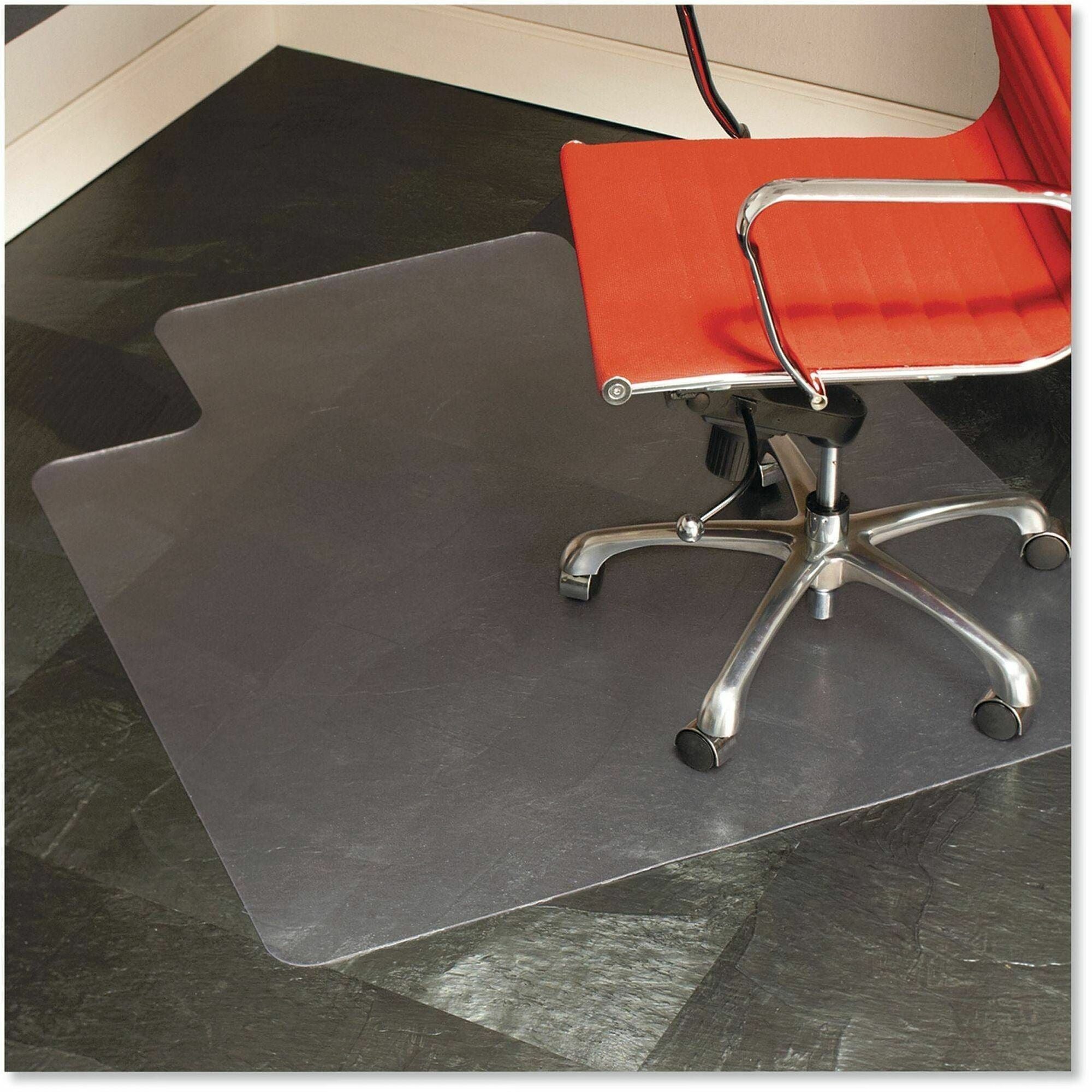 ES ROBBINS Everlife Hard Floor Chairmat - Hardwood Floor, Hard Floor, Wood Floor, Tile Floor - 53" Length x 45" Width x 0.110" Thickness - Lip Size 12" Length x 25" Width - Vinyl - Clear - 1 Each
