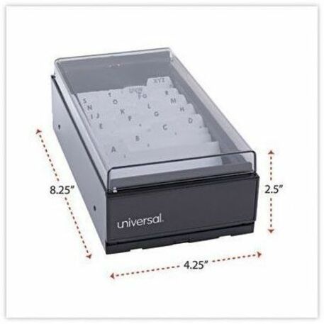 Universal Business Card File - 600 Card Capacity - For 3.50" x 2" Size Card - 20 Index Guide - Black - Metal, Plastic