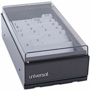 Universal Business Card File - 600 Card Capacity - For 3.50" x 2" Size Card - 20 Index Guide - Black - Metal, Plastic