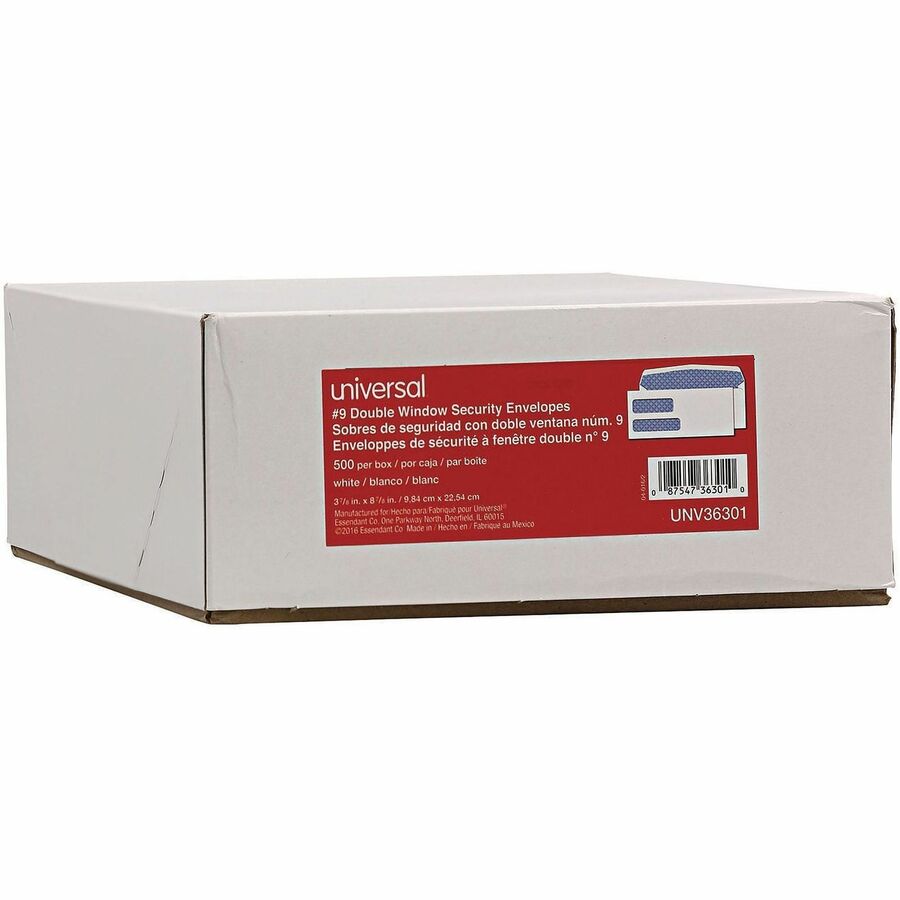 Universal Envelope - Business - #9 - 24 lb - Gummed - White - Paper Stock - 500 / Box