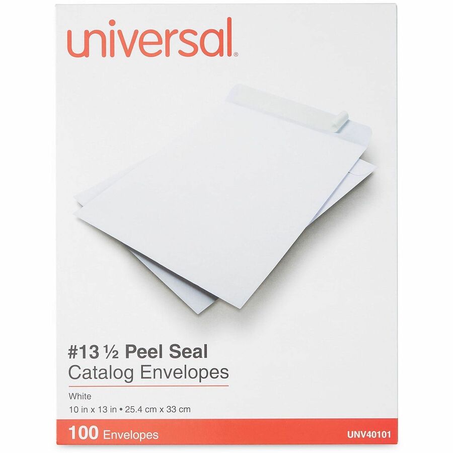 Universal Envelope - Catalog - #13 1/2 - 28 lb - Self Adhesive - White - Paper Stock - 100 / Box