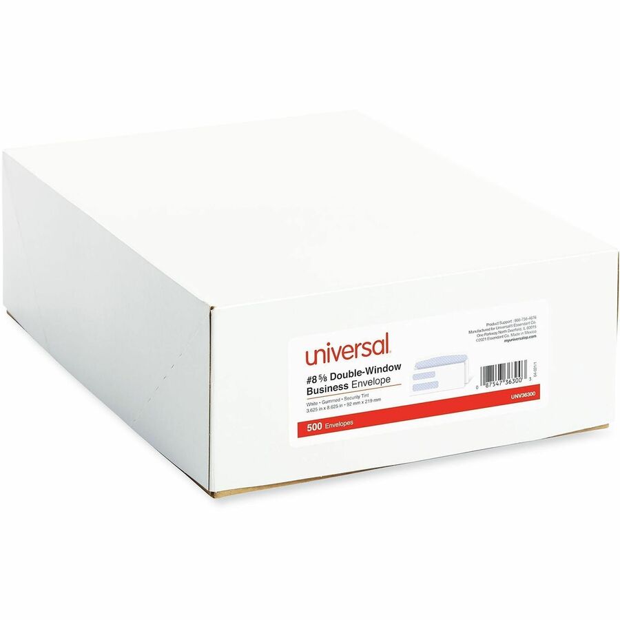 Universal Envelope - Business - #8 5/8 - 24 lb - Gummed - White - Paper Stock - 500 / Box