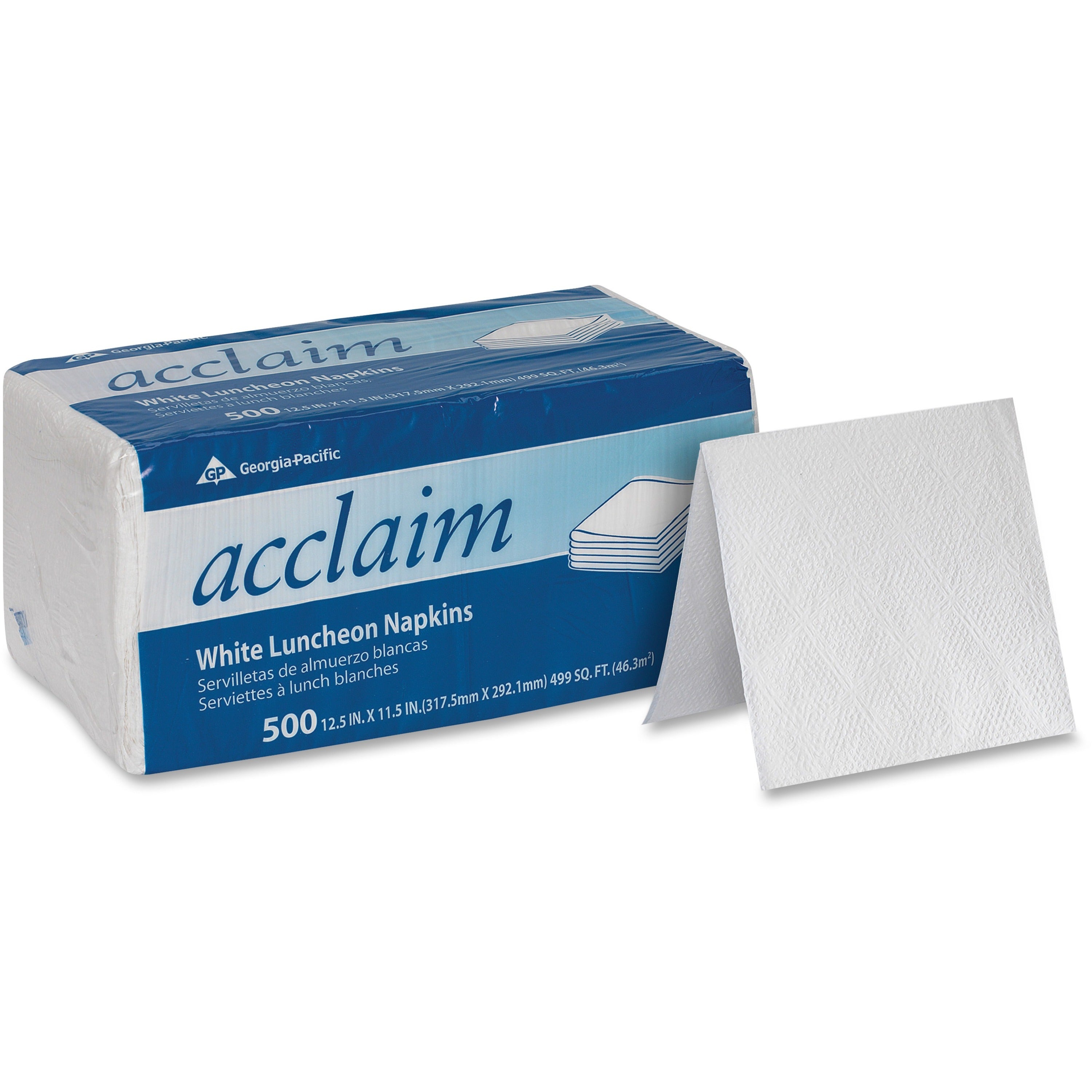 Dixie 1/4-Fold Luncheon Napkin by GP Pro - 1 Ply - Quarter-fold - 12.50" Width x 11.50" Length - White - 500/Pack - 6000 / Carton