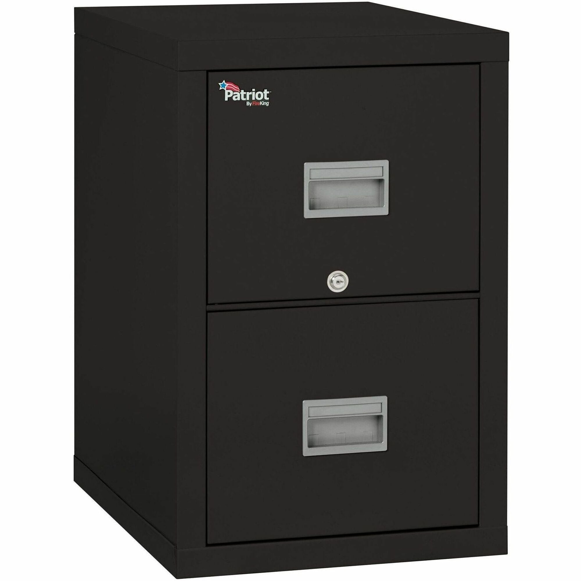 FireKing Patriot Series 2-Drawer Vertical Files - 17.7" Width x 25" Depth x 27.7" Height - 2 x Drawer(s) for File - Legal, Letter - Vertical - Fire Proof, Impact Resistant, Locking Drawer, Scratch Resistant, Recessed Handle, Ball Bearing Slide - Black ...