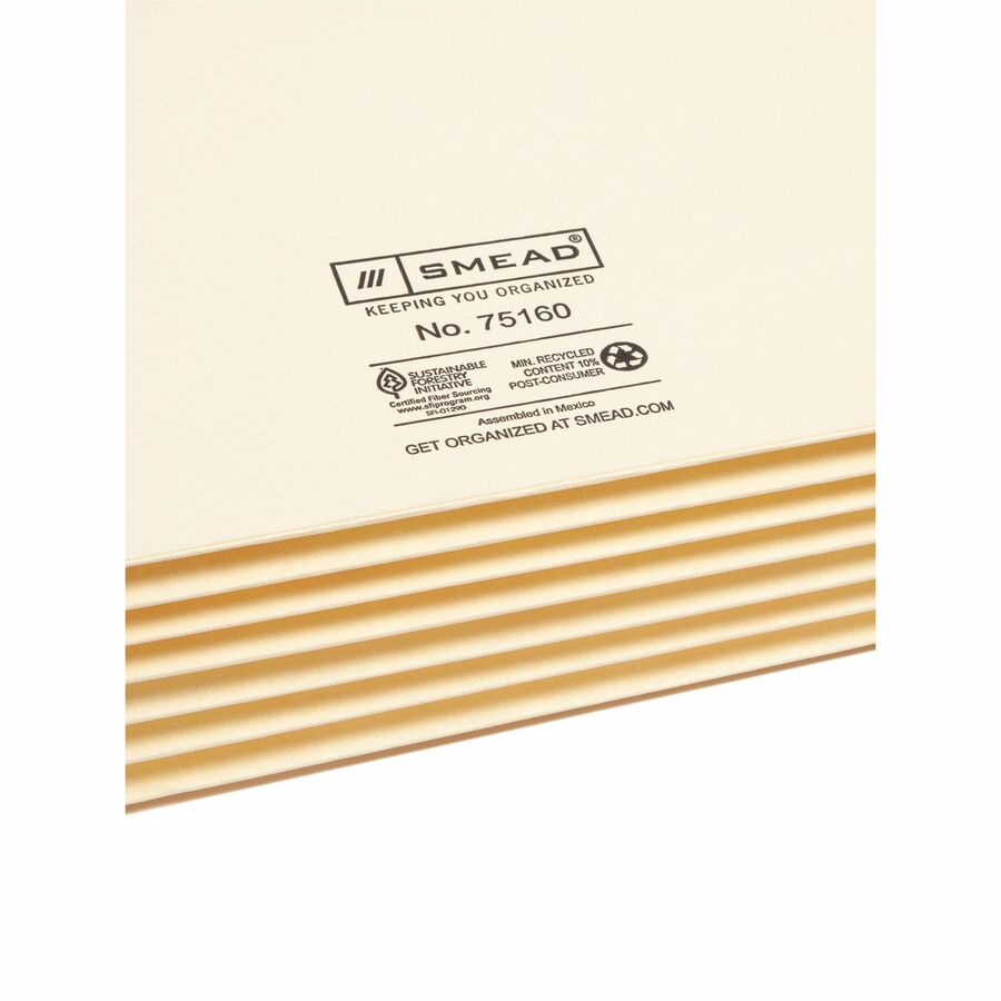 Smead End Tab Extra Wide TUFF&reg; Pocket 75160 - 8 1/2" x 11" - 700 Sheets Capacity - 5 1/4" Expansion - 2 Plys - 10% Recycled - 1 Pack
