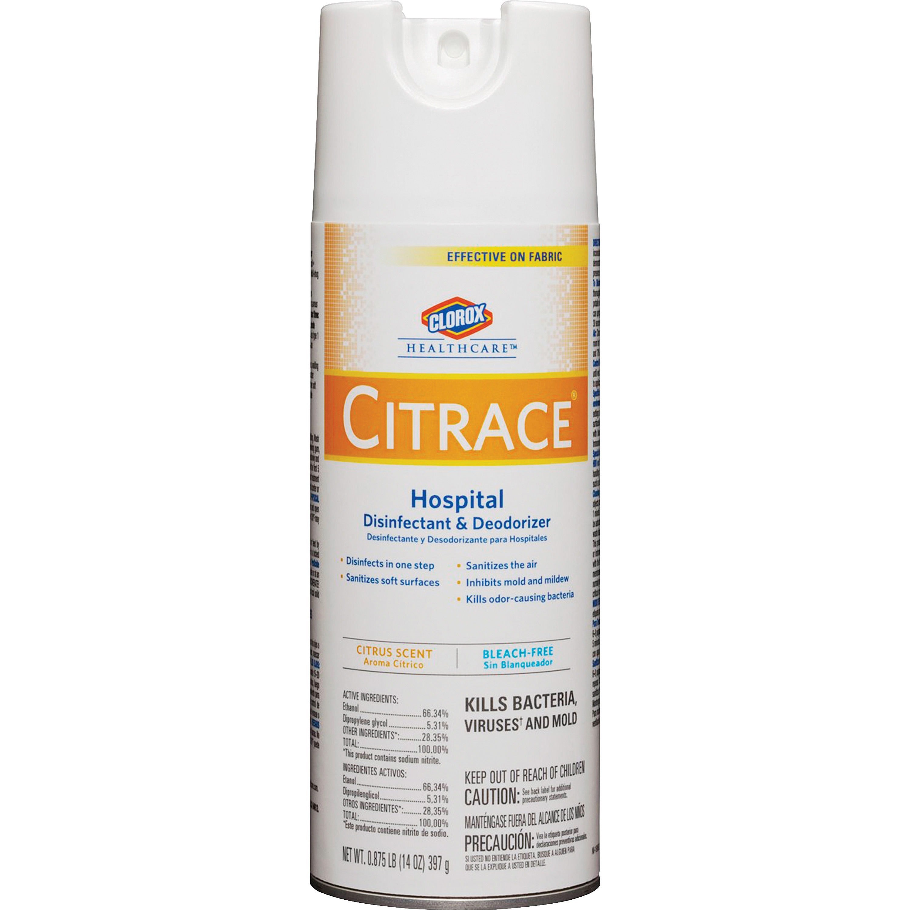 Clorox Healthcare Citrace Hospital Disinfect/Deodorizer - For Multipurpose - 14 fl oz (0.4 quart) - Fresh Citrus Scent - Recommended For: Odor Remover - Disinfectant, Deodorize, Anti-bacterial - Clear - 1 Each