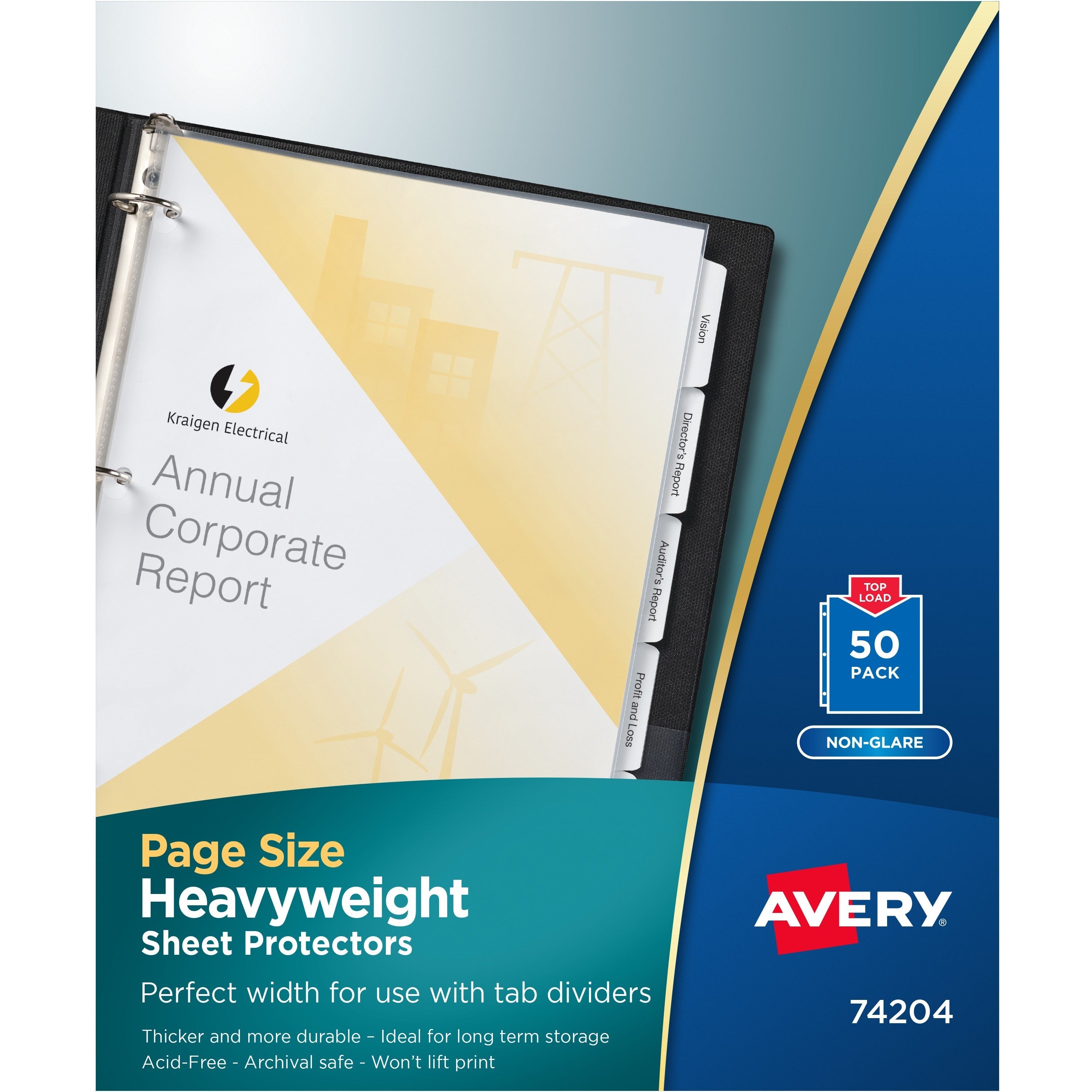 Avery&reg; Sheet Protector - 1 x Sheet Capacity - For Letter 8 1/2" x 11" Sheet - 3 x Holes - Ring Binder - Top Loading - Rectangular - Clear - Polypropylene, Plastic - 50 / Pack
