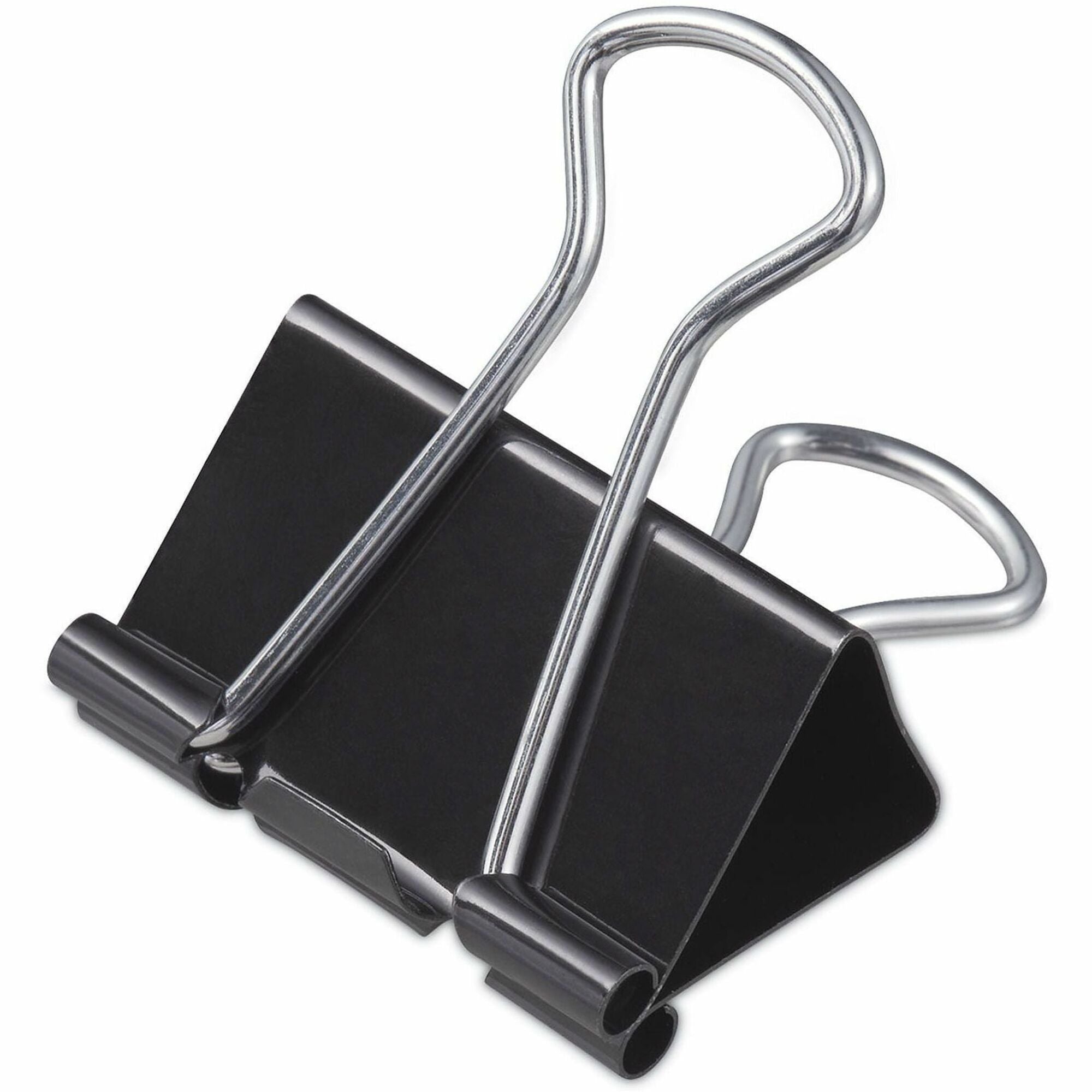 Universal Binder Clips with Storage Tub, Medium, Black/Silver, 24/Pack - Medium - 1.3" Width - 0.63" Size Capacity - Black, Silver - Metal, Steel Wire - 24 / Pack