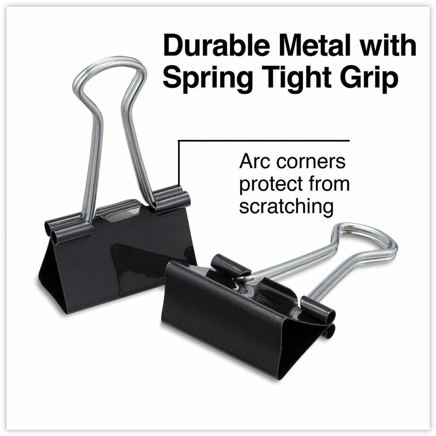 Universal Binder Clips with Storage Tub, Medium, Black/Silver, 24/Pack - Medium - 1.3" Width - 0.63" Size Capacity - Black, Silver - Metal, Steel Wire - 24 / Pack
