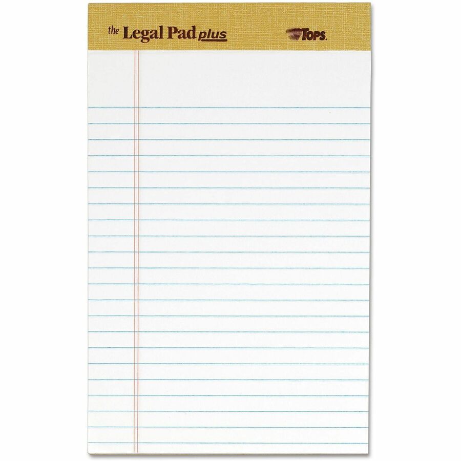 TOPS Binding Letr - Trim Perf. Writing Pads - Jr.Legal - 50 Sheets - 16 lb Basis Weight - Jr.Legal - 8" x 5" Sheet Size - 2.50" Height x 8" Width x 5" Length - White Paper - Perforated, Acid-free - 12 / Dozen