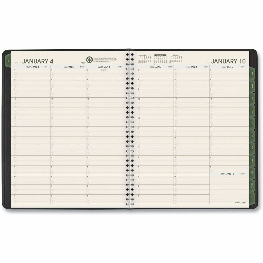 At-A-Glance Large Weekly/Monthly Desk Appointment Book - Medium - Julian Dates - Monthly, Weekly - 1 Year - January 2026 to December 2026 - 7:00 AM to 8:45 PM - Quarter-hourly, 7:00 AM to 5:30 PM - 1 Week, 1 Month Double Page Layout - 7" x 8 3/4" Sheet...