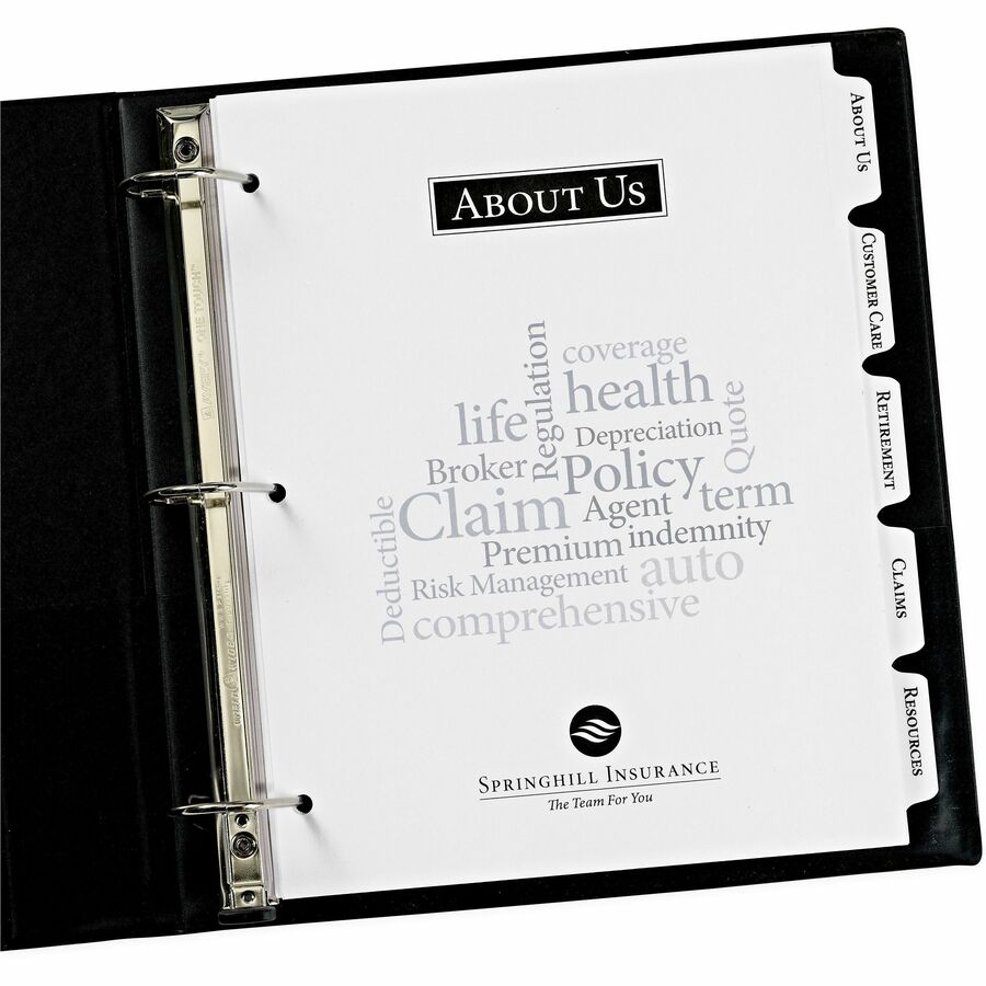 Avery&reg; Customizable Print-On(TM) Dividers, 5-Tab Set (11511) - 5 x Divider(s) - Print-on Tab(s) - 5 - 5 Tab(s)/Set - 8.5" Divider Width x 11" Divider Length - 3 Hole Punched - White Paper Divider - White Paper Tab(s) - 20% - Printable, Hole-punched...