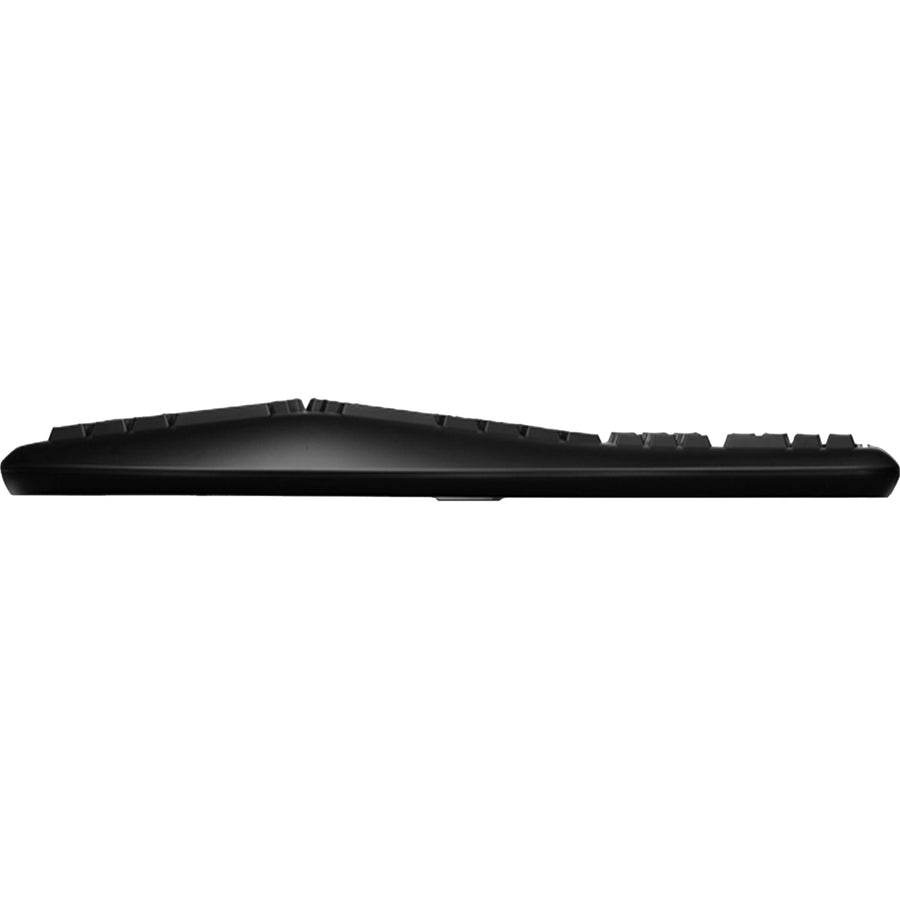 Adesso Wireless Ergonomic Keyboard and Laser Mouse - USB Membrane Wireless RF 2.40 GHz Keyboard - 105 Key - English (US) - Black - USB Wireless RF Mouse - Laser - 1600 dpi - Scroll Wheel - Black - Play/Pause, Previous Track, Next Track, Volume Up, Volu...