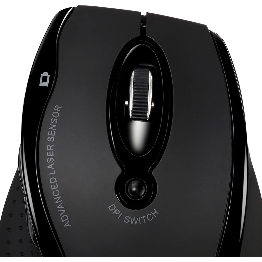 Adesso Wireless Ergonomic Keyboard and Laser Mouse - USB Membrane Wireless RF 2.40 GHz Keyboard - 105 Key - English (US) - Black - USB Wireless RF Mouse - Laser - 1600 dpi - Scroll Wheel - Black - Play/Pause, Previous Track, Next Track, Volume Up, Volu...