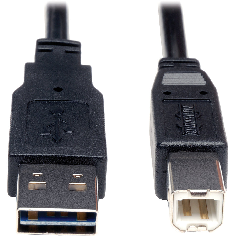 Tripp Lite series Universal Reversible USB 2.0 A-Male to B-Male Device Cable - 6ft - 6 ft USB Data Transfer Cable - First End: 1 x 4-pin USB 2.0 Type A - Male - Second End: 1 x 4-pin USB 2.0 Type B - Male - Shielding - Nickel Plated Connector - Gold Pl...