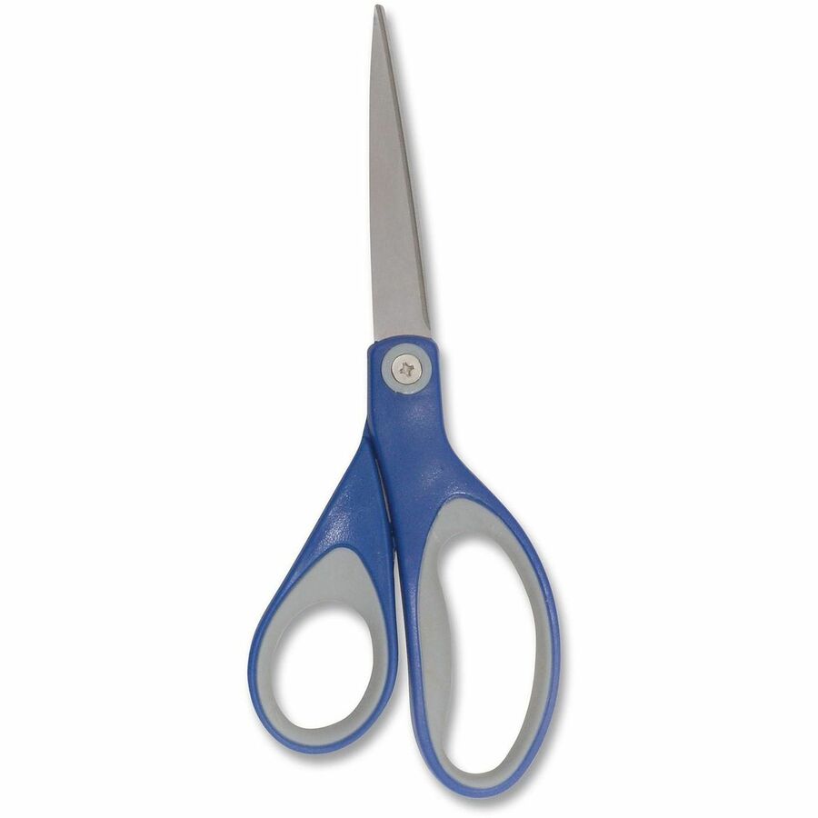 Westcott KleenEarth 8" Soft Handle Scissors - 8" Overall Length - Left/Right - Stainless Steel - Straight Tip - Blue - 1 Each