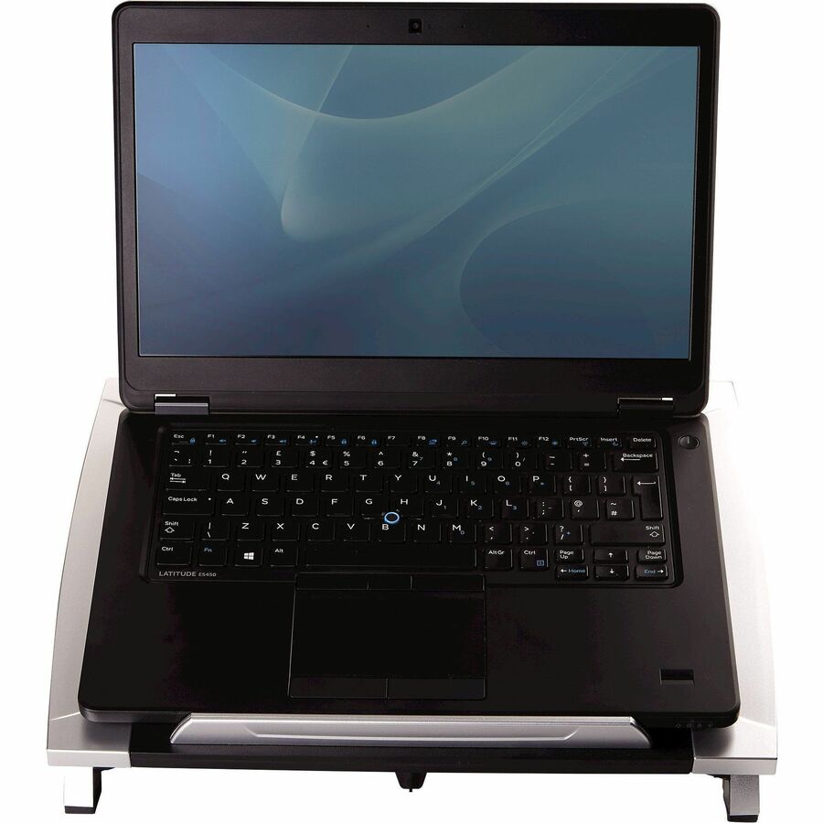 Fellowes Laptop Riser - Up to 17" Screen Support - 10 lb Load Capacity - 6.50" Height x 15.06" Width x 10.50" Depth - Desktop - High Performance Steel (HPS) - Black, Silver - Adjustable Angle, Non-skid, Stackable, Adjustable Tilt, Scratch Resistant, Sc...
