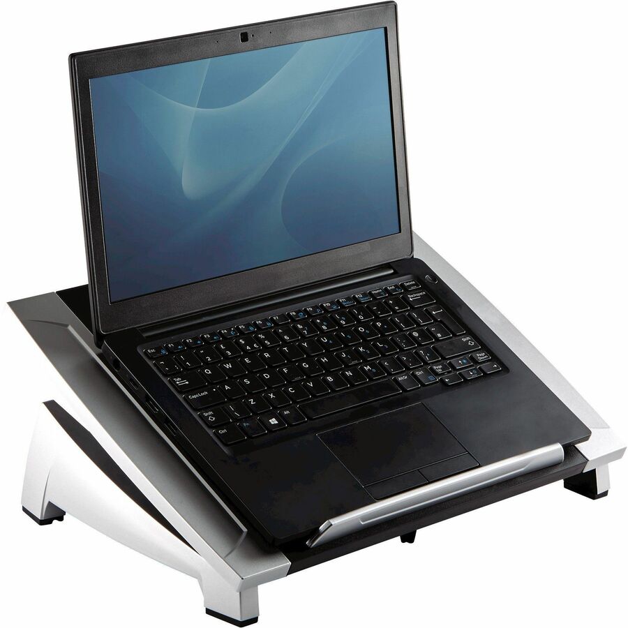 Fellowes Laptop Riser - Up to 17" Screen Support - 10 lb Load Capacity - 6.50" Height x 15.06" Width x 10.50" Depth - Desktop - High Performance Steel (HPS) - Black, Silver - Adjustable Angle, Non-skid, Stackable, Adjustable Tilt, Scratch Resistant, Sc...