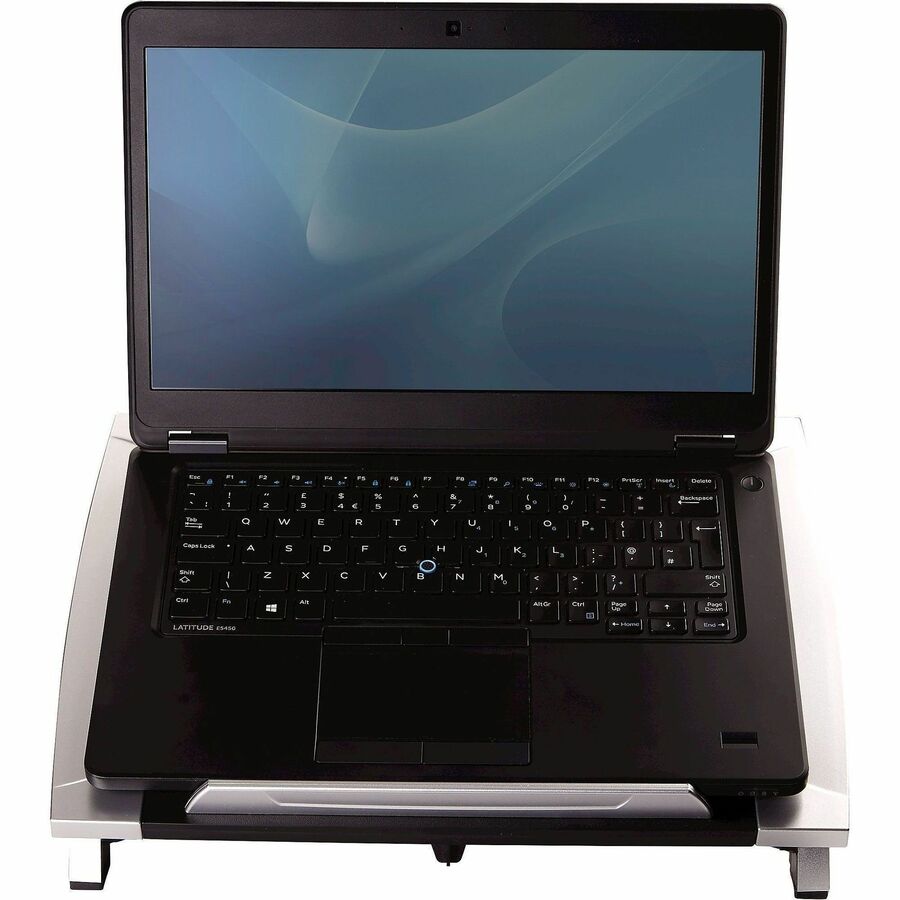 Fellowes Laptop Riser - Up to 17" Screen Support - 10 lb Load Capacity - 6.50" Height x 15.06" Width x 10.50" Depth - Desktop - High Performance Steel (HPS) - Black, Silver - Adjustable Angle, Non-skid, Stackable, Adjustable Tilt, Scratch Resistant, Sc...