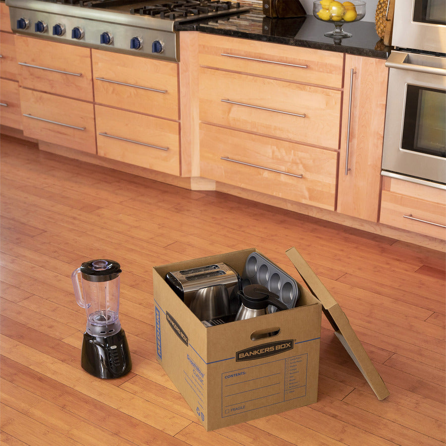 Fellowes Bankers Box SmoothMove Classic Moving Boxes, Medium - Internal Dimensions: 15" Width x 18" Depth x 14" Height - External Dimensions: 15.5" Width x 19" Depth x 14.5" Height - Lift-off Closure - Kraft - Recycled - 8 / Carton