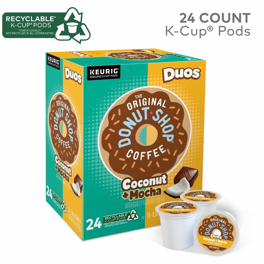 The Original Donut Shop&reg; K-Cup, Pod Coffee - Compatible with Keurig Brewer - Regular - Medium - K-Cup, Pod - Coconut Mocha - Kosher - 24 / Box