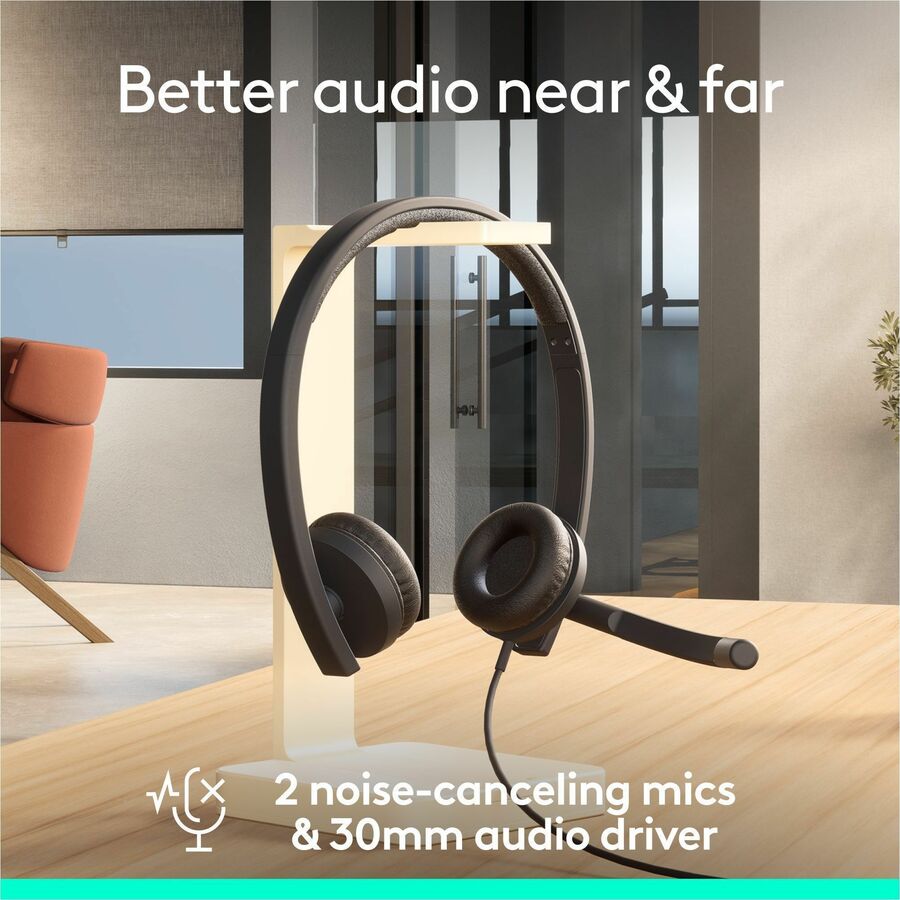 Logitech USB Headset Stereo H570e - Stereo - USB - Wired - 31.50 Hz to 20 kHz - Over-the-head - Binaural - Supra-aural - Noise Cancelling, Electret Microphone - Black