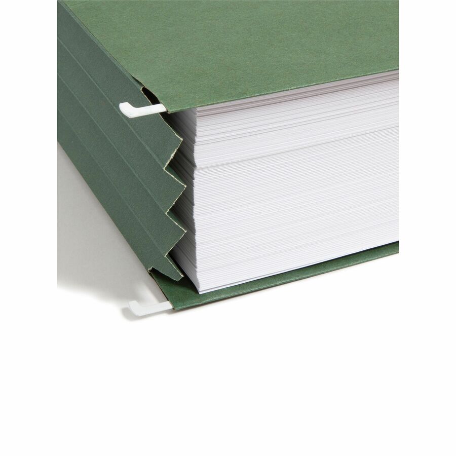 Smead Letter Recycled Hanging Folder - 8 1/2" x 11" - 3 1/2" Expansion - 11 pt. - Standard Green - Preprinted, Reinforced Gusset, Eco-friendly, Gusset, Die-cut, Archival-safe, Acid-free - 10 / Box