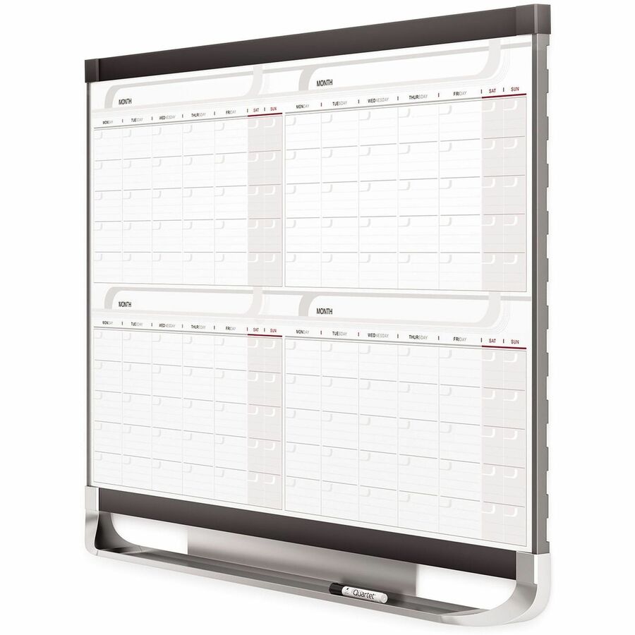 Quartet Prestige&reg; 2 Magnetic Four Month Calendar Board - Monthly - 4 Month - White, Graphite - Steel - 24" Height x 36" Width - Magnetic, Durable, Ghost Resistant, Stain Resistant, Marker Tray, Maintenance Schedule