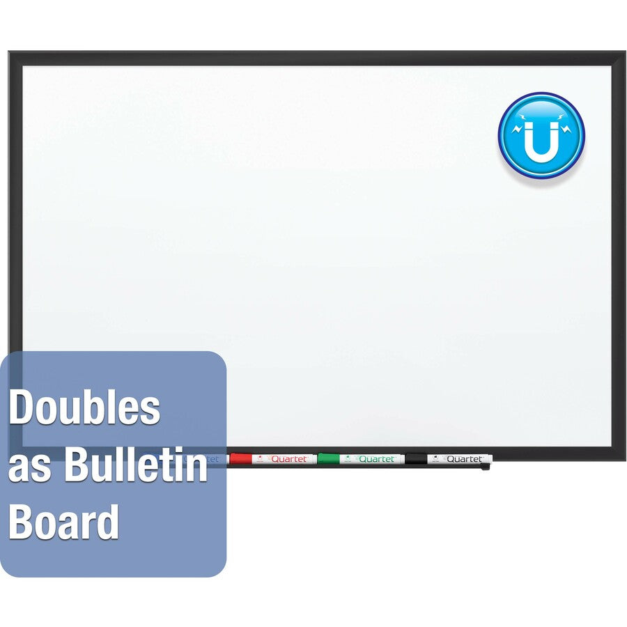 Quartet DuraMax Classic Whiteboard - 60" (5 ft) Width x 36" (3 ft) Height - White Porcelain Surface - Black Aluminum Frame - Rectangle - Horizontal/Vertical - Magnetic - 1 / Each