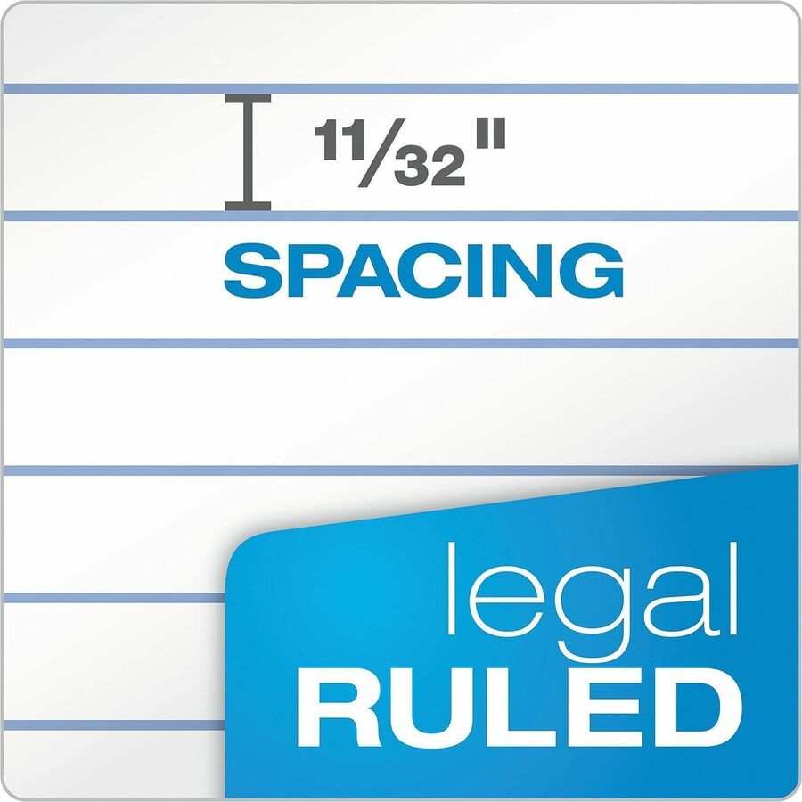 Ampad Legal Ruled Recycled Writing Pads - 50 Sheets - 0.34" Ruled - 15 lb Basis Weight - 8 1/2" x 11 3/4" Sheet Size - Environmentally Friendly, Perforated, Chipboard Backing, Rigid - 12 / Dozen