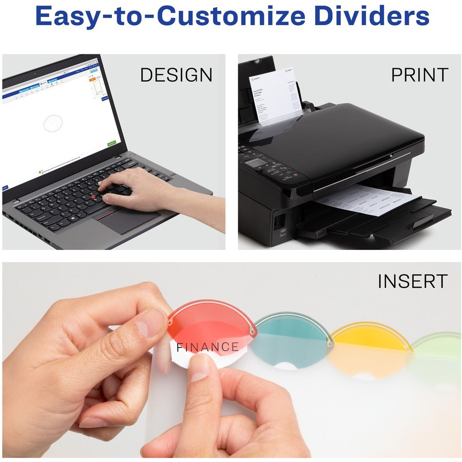 Avery&reg; Insertable Style Edge Plastic Mini Dividers for 3 Ring Binders, 5.5" x 8.5" , 5-Tab Set, Multicolor, 1 Set (11118) - 5 x Divider(s) - 5 - 5 Tab(s)/Set - 5.5" Divider Width x 8.50" Divider Length - 7 Hole Punched - Translucent Plastic Divider...
