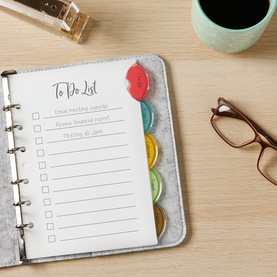Avery&reg; Insertable Style Edge Plastic Mini Dividers for 3 Ring Binders, 5.5" x 8.5" , 5-Tab Set, Multicolor, 1 Set (11118) - 5 x Divider(s) - 5 - 5 Tab(s)/Set - 5.5" Divider Width x 8.50" Divider Length - 7 Hole Punched - Translucent Plastic Divider...