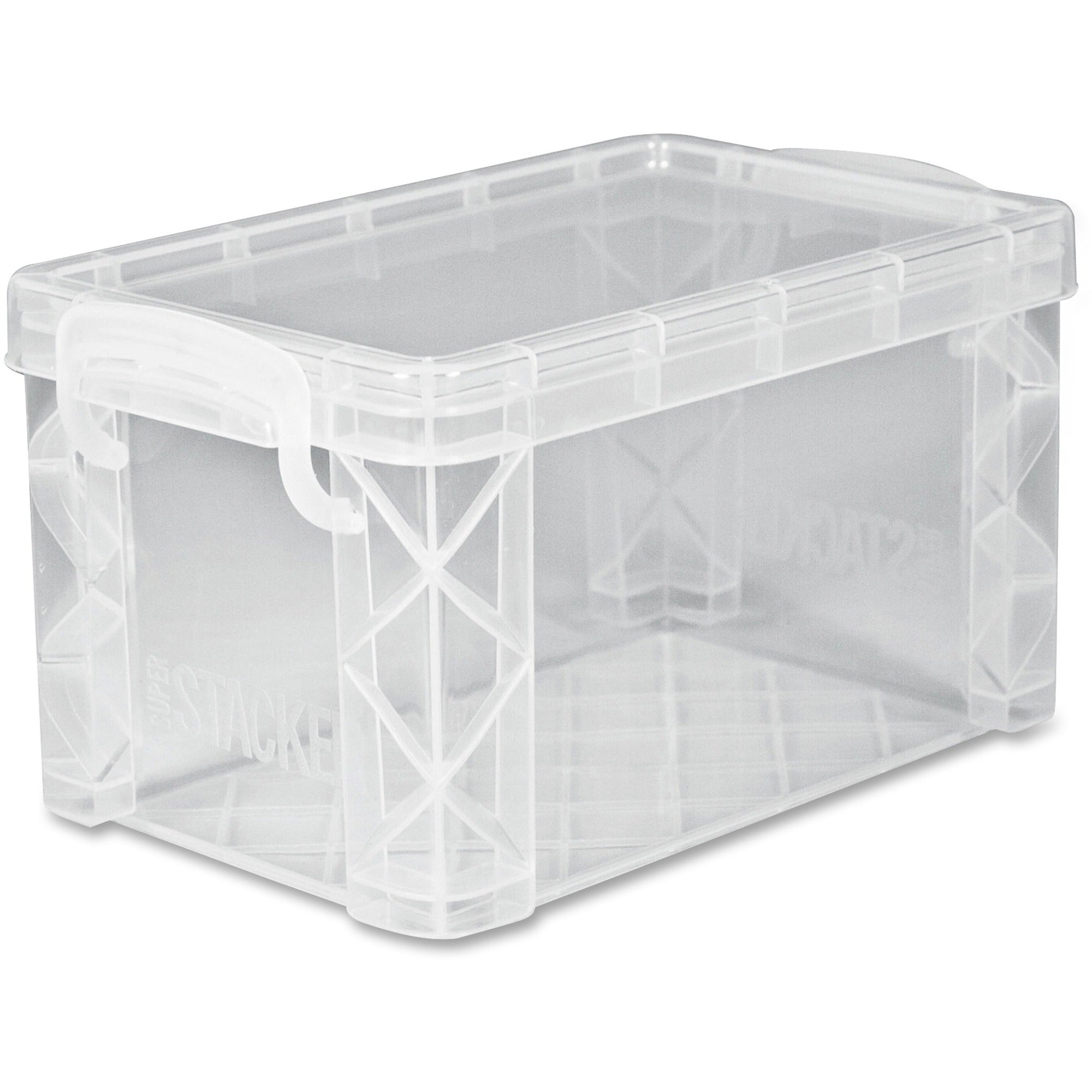 Advantus Super Stacker Index Cards Box - External Dimensions: 6.3" Width x 4" Depth x 3.6" Height - Media Size Supported: Index Card 3" x 5" - 400 x Card - Lift-off Closure - Stackable - Plastic - Clear - For Index Card, Artwork, Craft Supplies, Recipe...