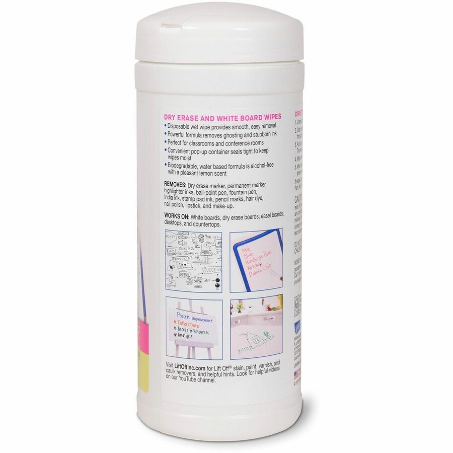 M�tsenb�cker's Lift Off Motsenbocker Lift Off Dry Erase Brd Cleaner Wipes - 7" Width x 12" Length - Used as Ink Remover, Mark Remover, Ghost Remover, Shadow Remover, Stain Remover - Streak-free, Water Based - Plastic - 180 / Carton