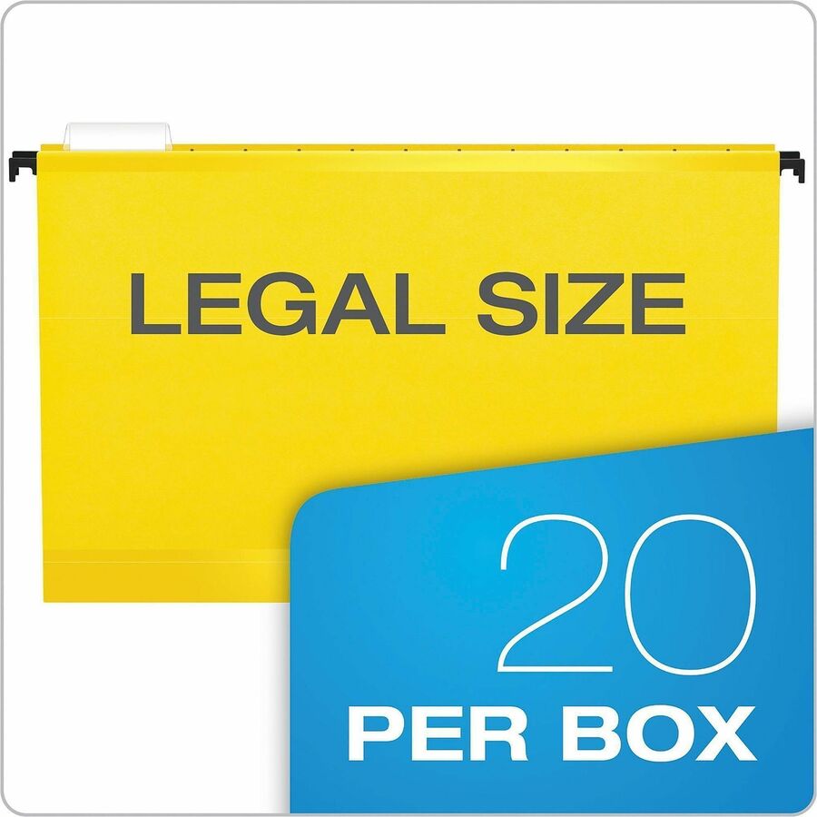 Pendaflex SureHook 1/5 Tab Cut Legal Hanging Folder - 8 1/2" x 14" - 3/4" Expansion - Yellow - Built-in Tension Spring, Reinforced Top, Sturdy, Durable, Acid-free, Reinforced Bottom - 20 / Box