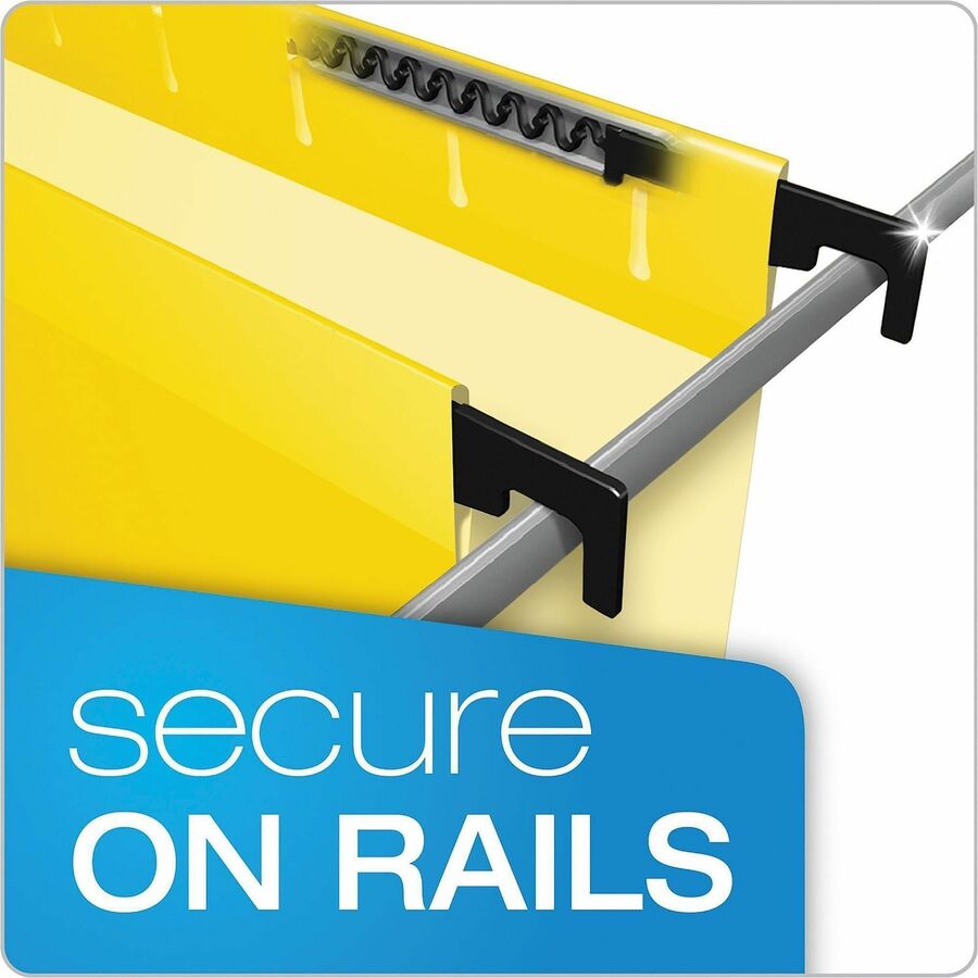 Pendaflex SureHook 1/5 Tab Cut Legal Hanging Folder - 8 1/2" x 14" - 3/4" Expansion - Yellow - Built-in Tension Spring, Reinforced Top, Sturdy, Durable, Acid-free, Reinforced Bottom - 20 / Box