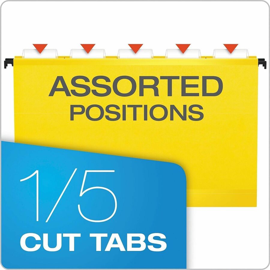 Pendaflex SureHook 1/5 Tab Cut Legal Hanging Folder - 8 1/2" x 14" - 3/4" Expansion - Yellow - Built-in Tension Spring, Reinforced Top, Sturdy, Durable, Acid-free, Reinforced Bottom - 20 / Box