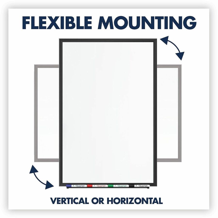 Quartet Standard Whiteboard - 96" (8 ft) Width x 48" (4 ft) Height - White Melamine Surface - Black Aluminum Frame - Horizontal/Vertical - 1 - TAA Compliant