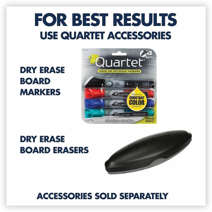 Quartet Standard Whiteboard - 96" (8 ft) Width x 48" (4 ft) Height - White Melamine Surface - Black Aluminum Frame - Horizontal/Vertical - 1 - TAA Compliant
