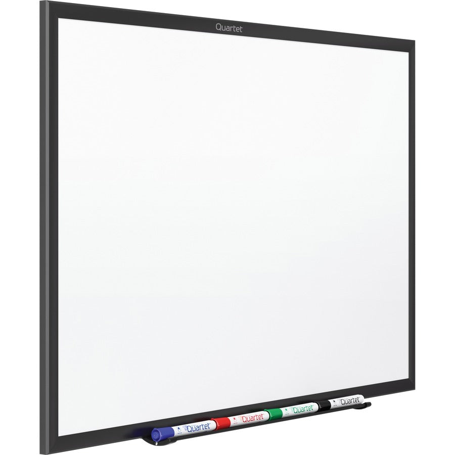 Quartet Standard Whiteboard - 96" (8 ft) Width x 48" (4 ft) Height - White Melamine Surface - Black Aluminum Frame - Horizontal/Vertical - 1 - TAA Compliant