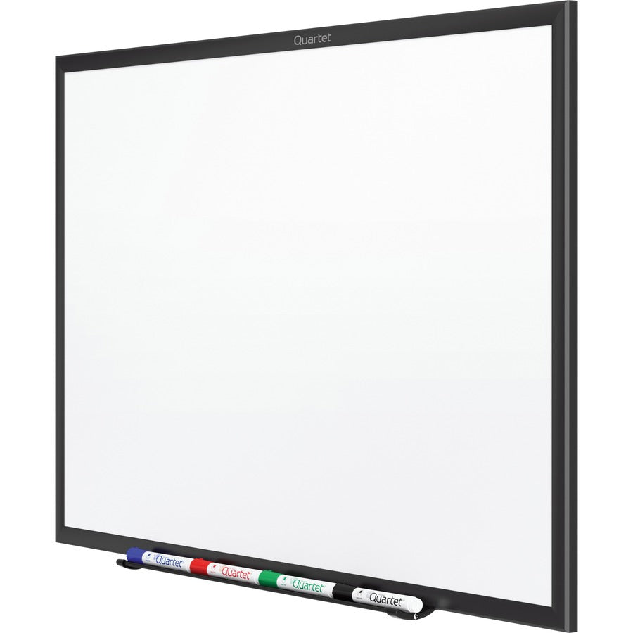 Quartet Standard Whiteboard - 96" (8 ft) Width x 48" (4 ft) Height - White Melamine Surface - Black Aluminum Frame - Horizontal/Vertical - 1 - TAA Compliant