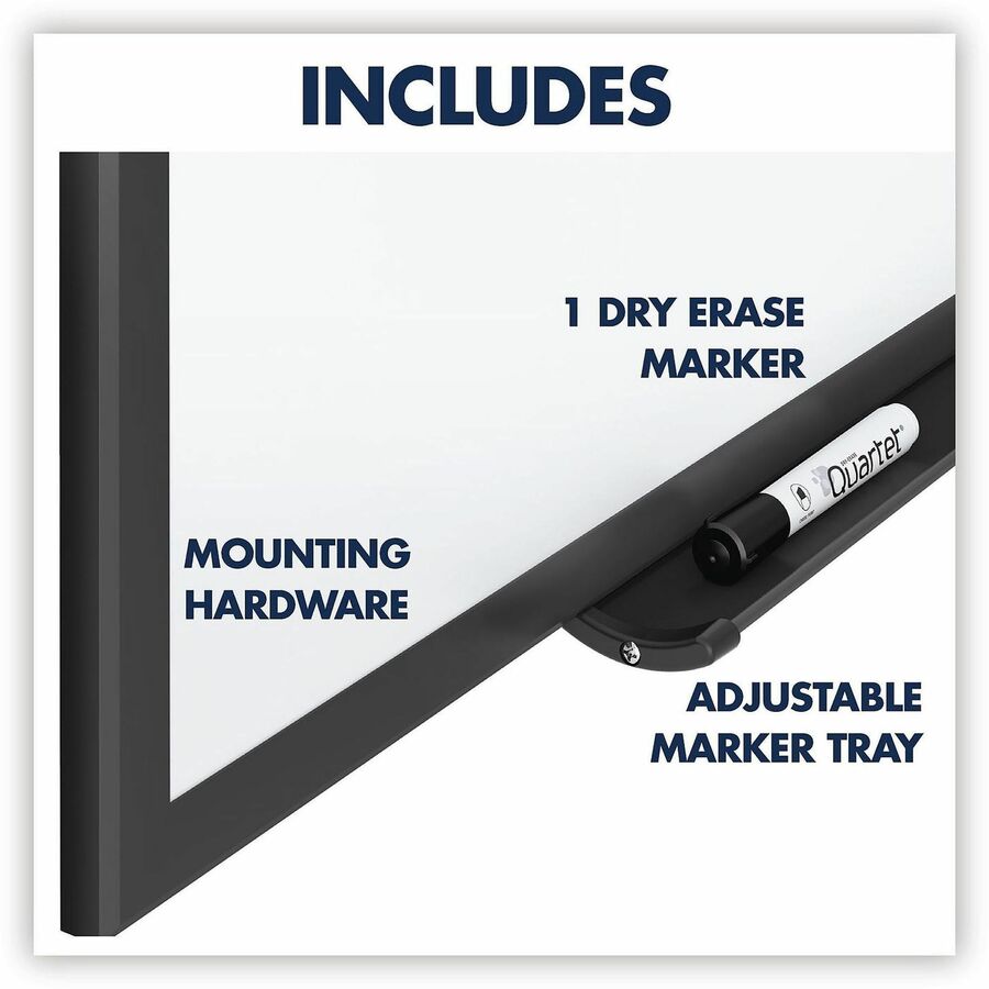 Quartet Standard Whiteboard - 96" (8 ft) Width x 48" (4 ft) Height - White Melamine Surface - Black Aluminum Frame - Horizontal/Vertical - 1 - TAA Compliant